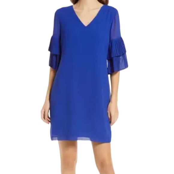 Sam Edelman dress Tiered sleeve shift blue size  0 - Picture 1 of 7